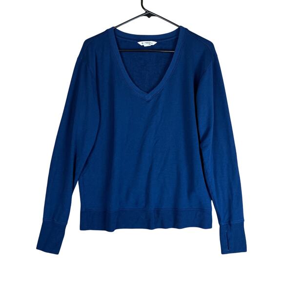 Athleta Womens Sweatshirt Blue Sunrise V Neck Pullover Modal Stretch Medium - Picture 1 of 12